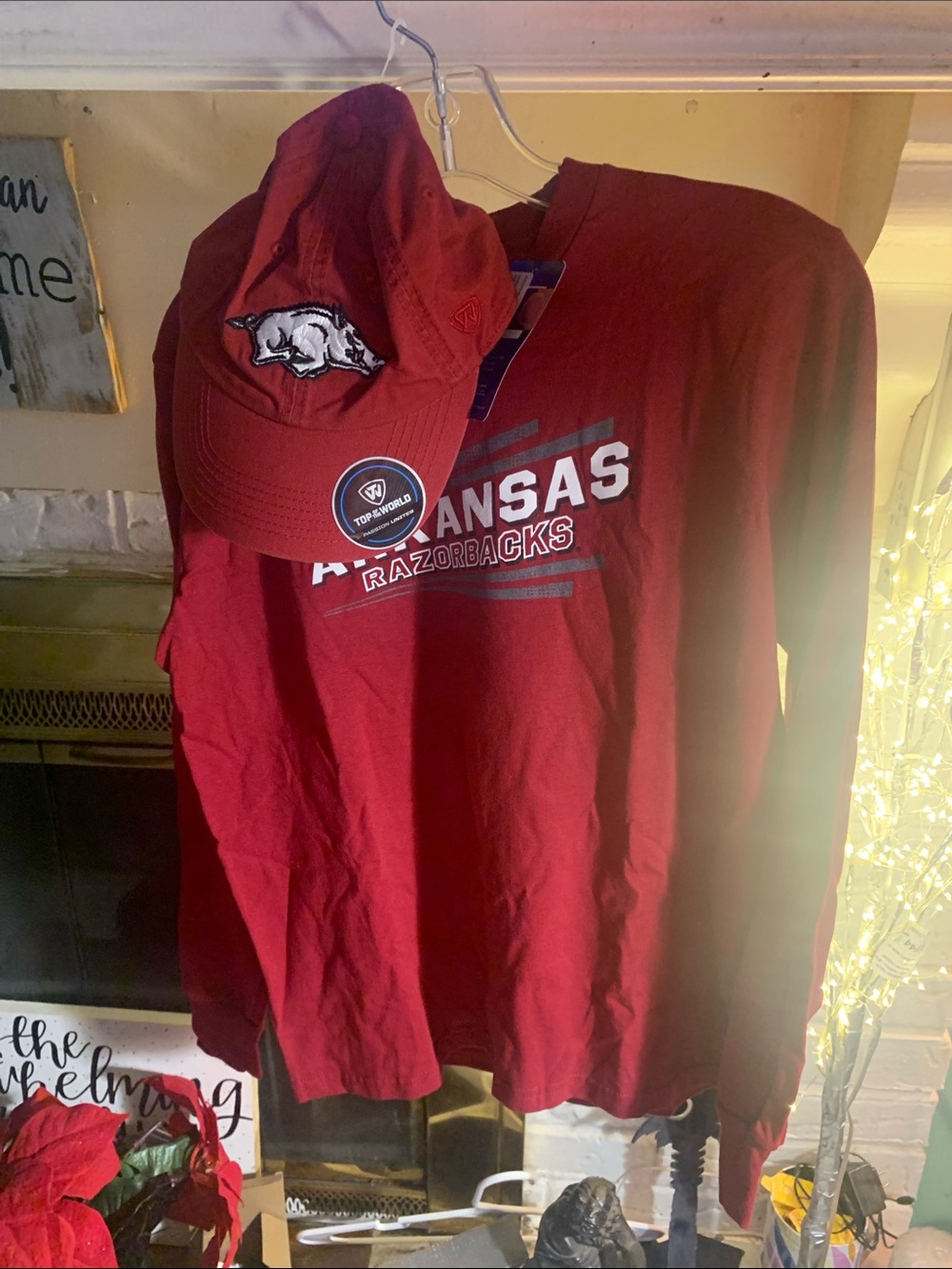 Champion Arkansas Razorbacks Long Sleeve Tee & Hat Set - Red